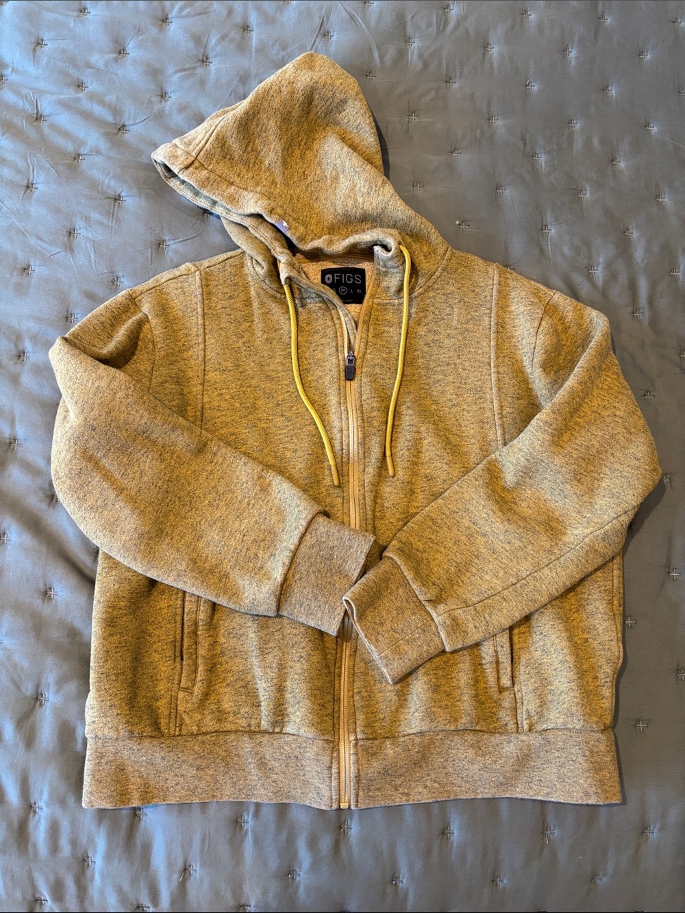 Figs Heathered Yellow full zip Hoodie